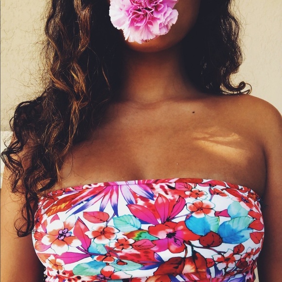 Handmade - Colorful Floral Bandeau Top - Picture 1 of 3